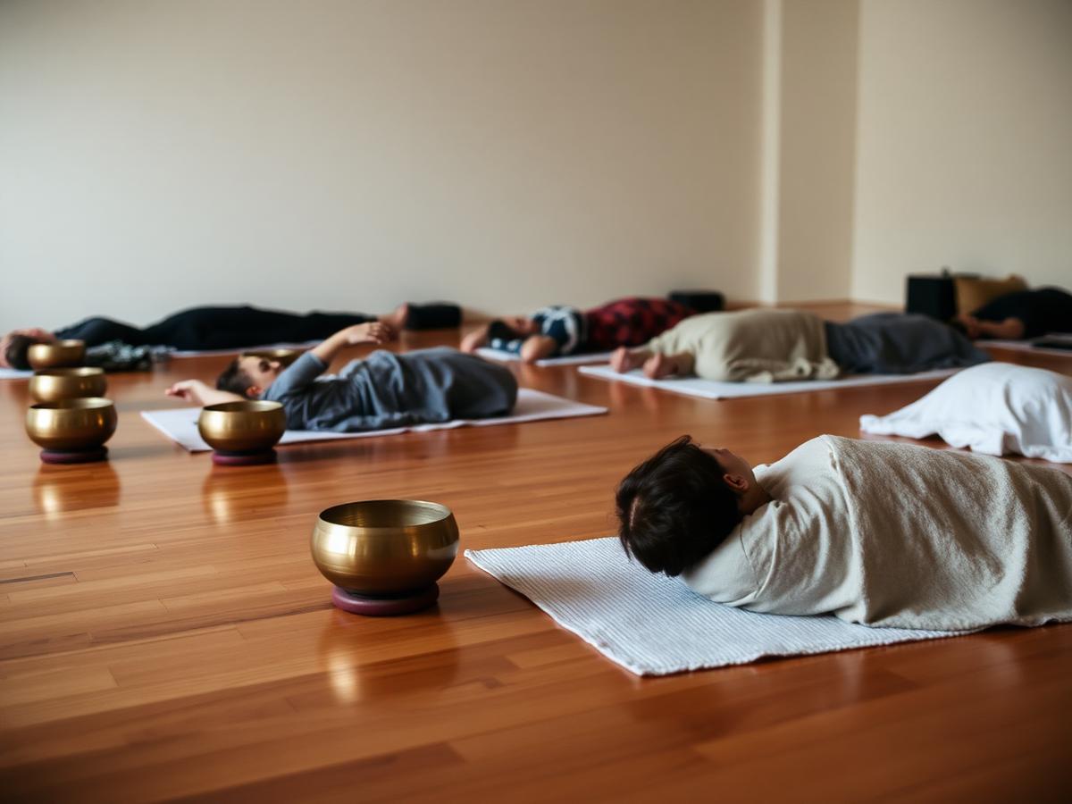 Cvičení pilates ve světlém sále